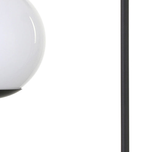 28" Black Metal Two Light Novelty Globe Table Lamp With White Globe