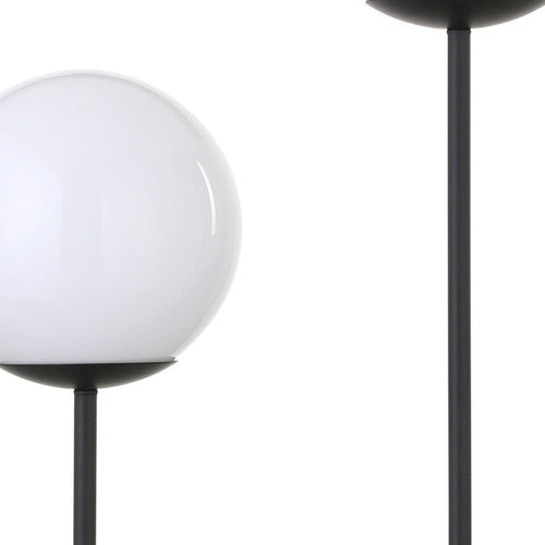 28" Black Metal Two Light Novelty Globe Table Lamp With White Globe