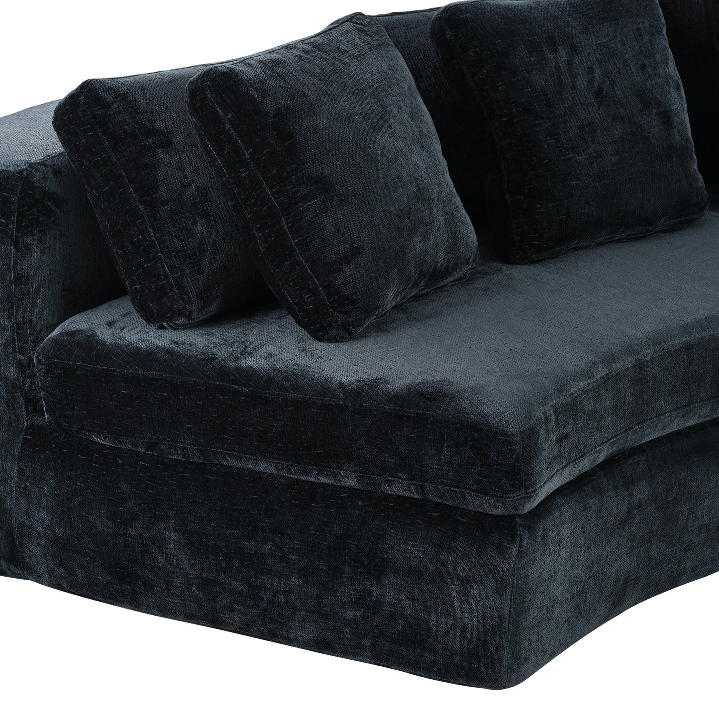 115.7' Pure Foam Modular Sofa, 2-Piece Set with 5 Cushions, 4-Seater,