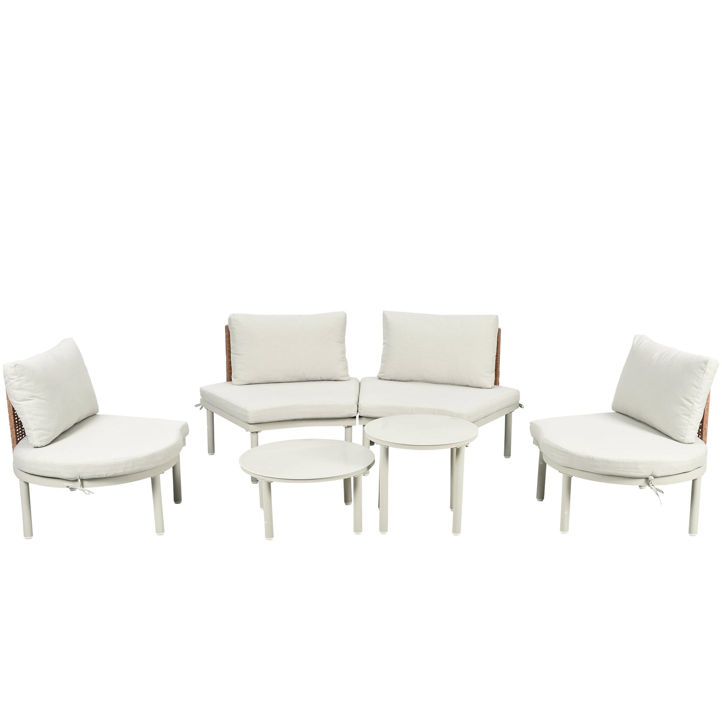 6-Piece Patio Sofa Furniture Set, Half Moon Outdoor Sectional Sofa