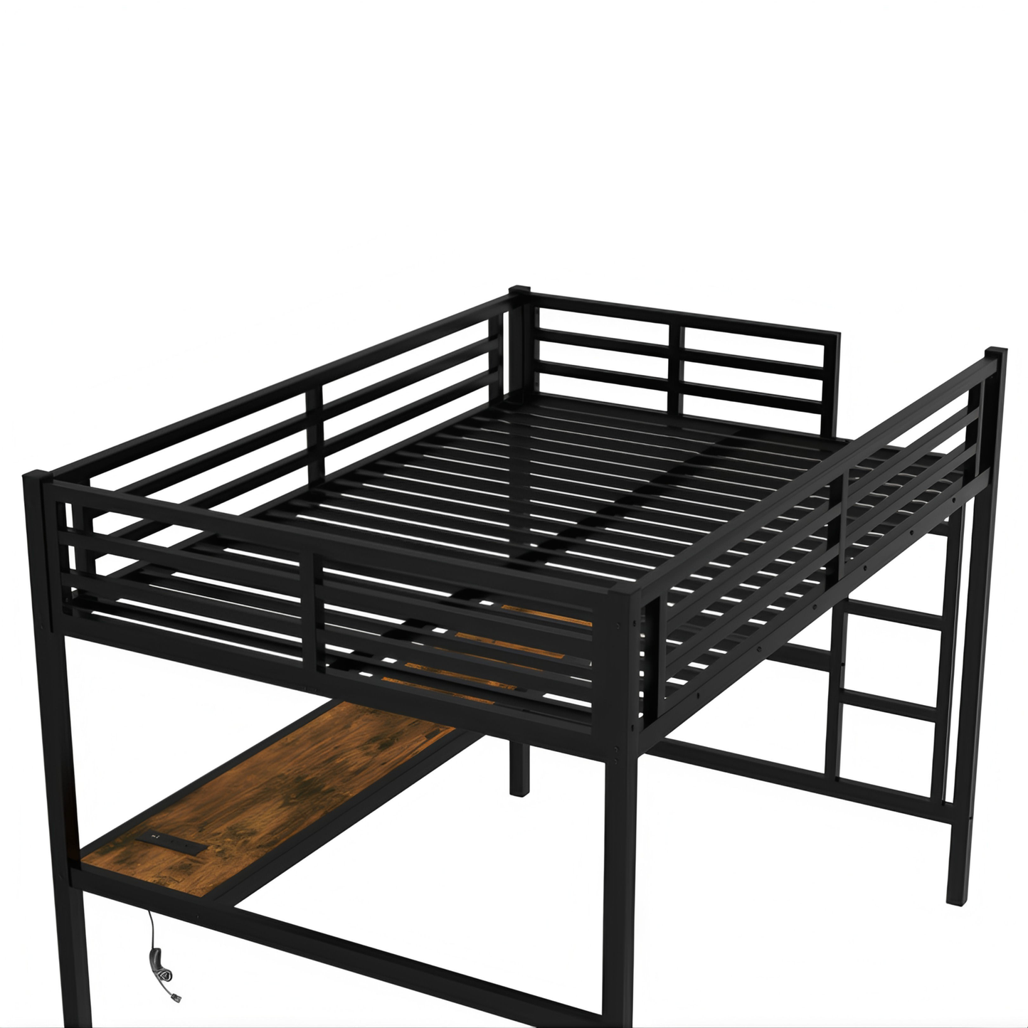 LuneluX_Home – Full Metall Loft Bed with Desk & Ambient Light