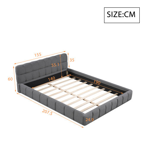 LuneluX_Home – 81.7" Upholstered Double Bed with Soft Linen Backrest