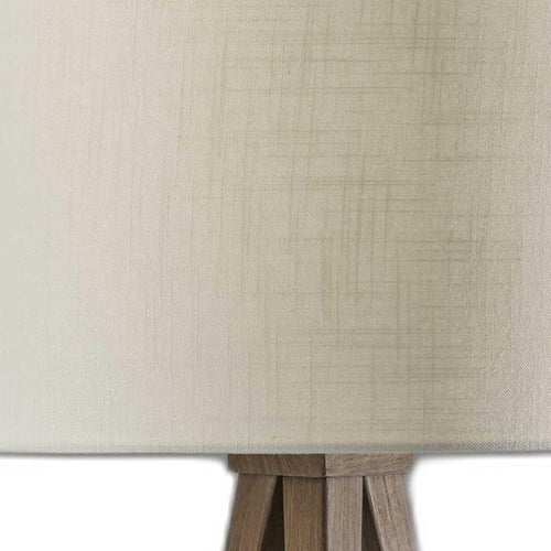 26" Brown And White Tripod Floor Lamp With Brown Linen Drum Shade