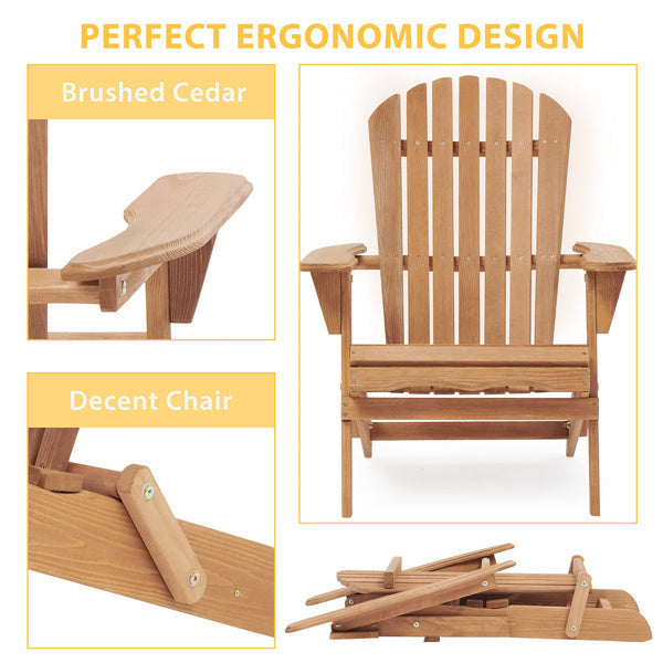 LuneluX_Home – Wooden Folding Adirondack Chair Set (2 pcs, Light