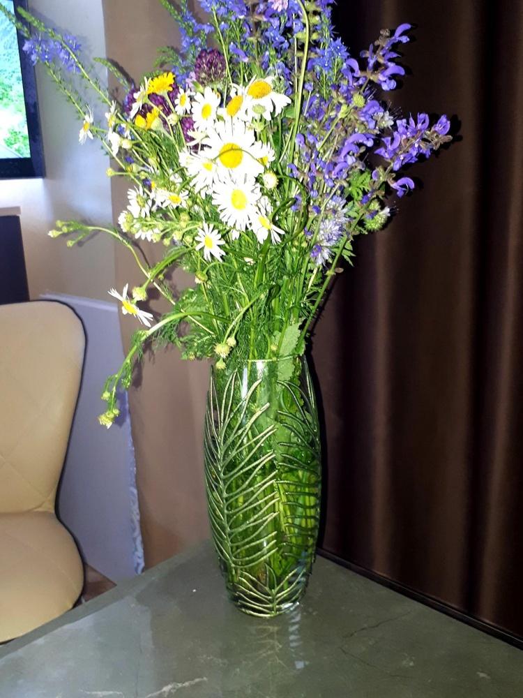 Tropical Painted Art Glass Oval Vase for Flowers | Interior Design |