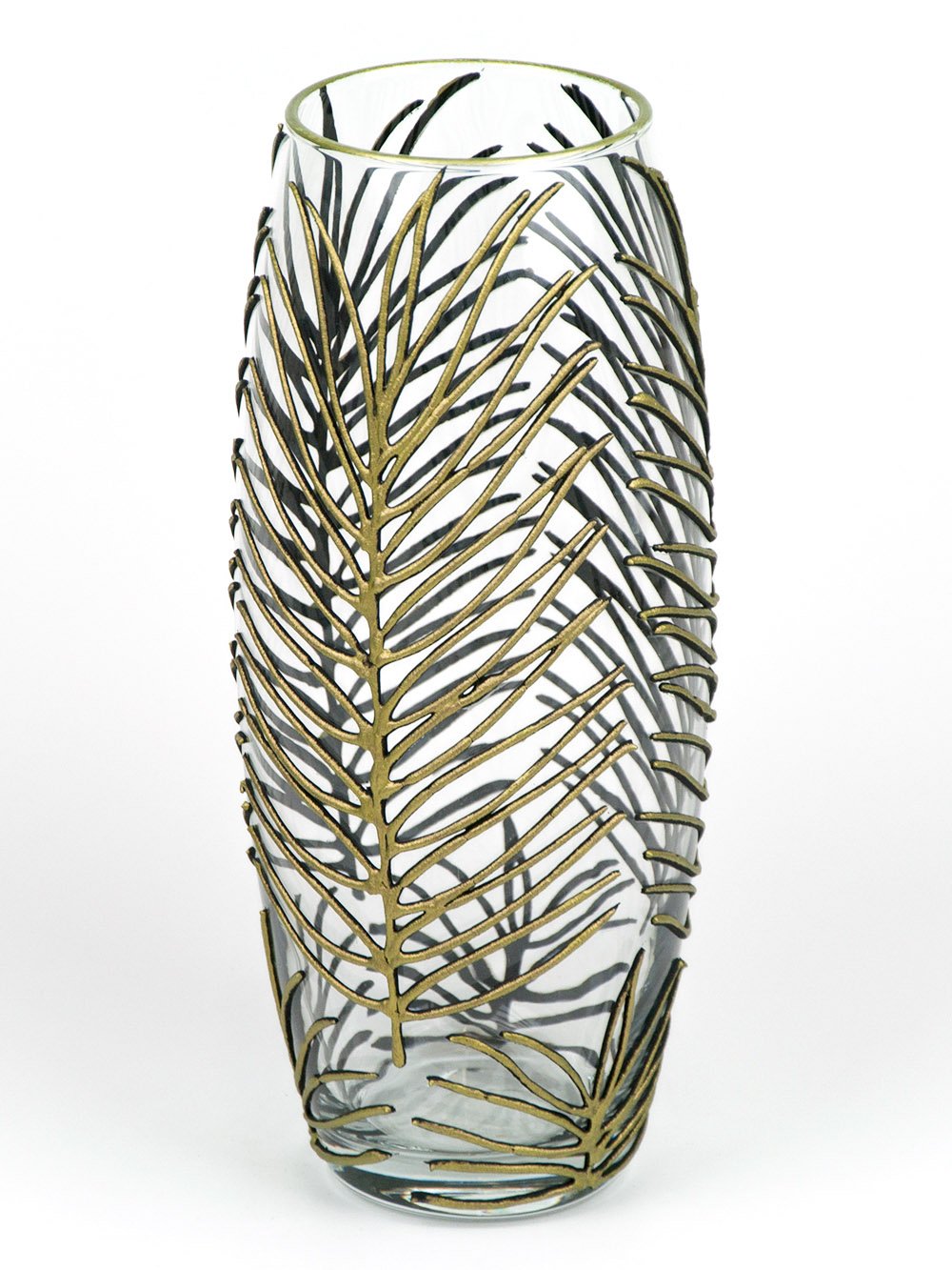 Tropical Painted Art Glass Oval Vase for Flowers | Interior Design |