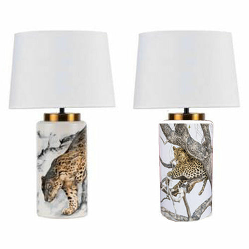 Desk lamp DKD Home Decor 28 x 28 x 50 cm Black Grey Metal Brown White