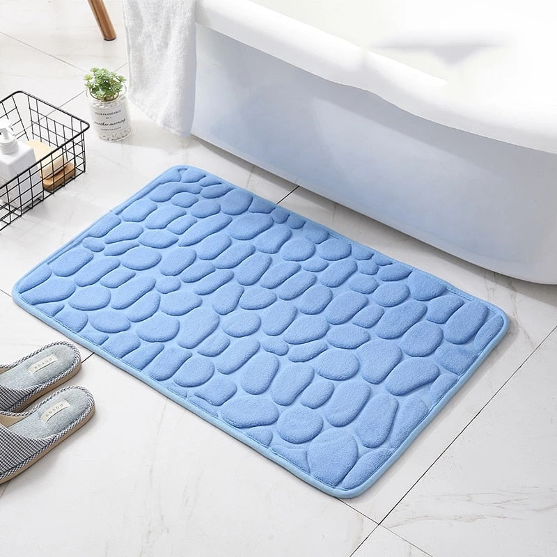 Cobblestone Embossed Bath Mat Non slip Bathroom Carpets In Wash Basin