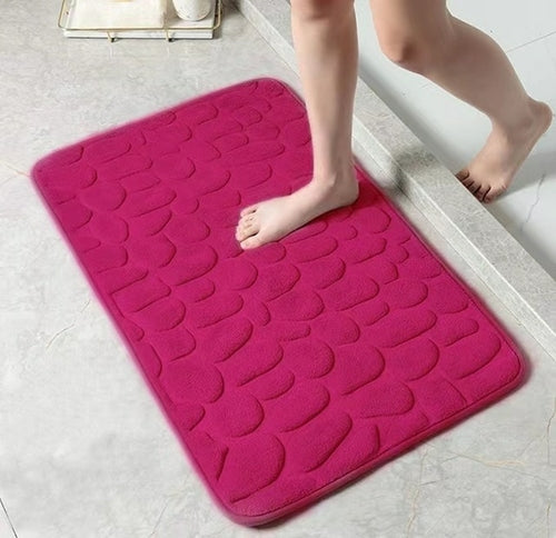 Cobblestone Embossed Bath Mat Non slip Bathroom Carpets In Wash Basin
