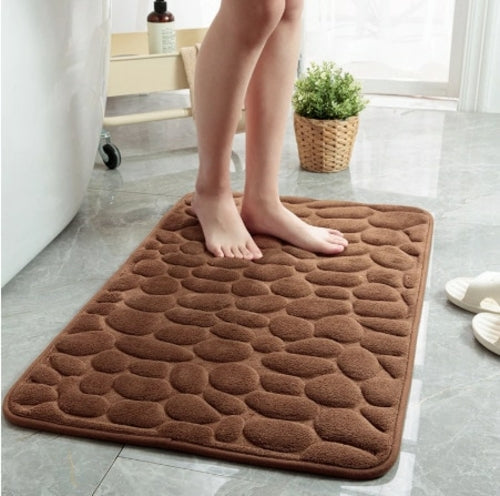Cobblestone Embossed Bath Mat Non slip Bathroom Carpets In Wash Basin