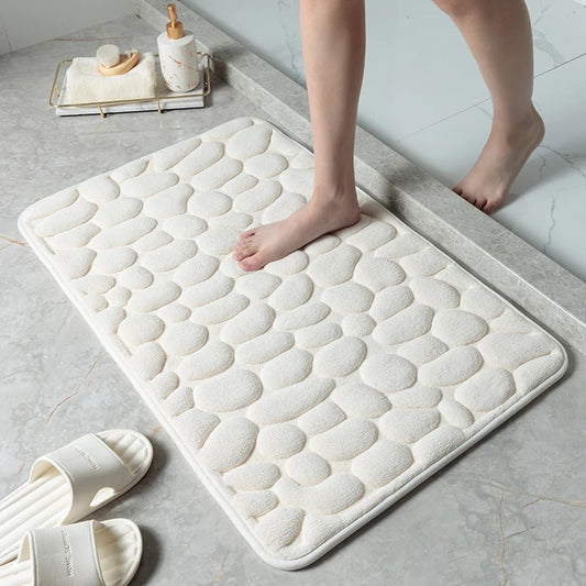 Cobblestone Embossed Bath Mat Non slip Bathroom Carpets In Wash Basin