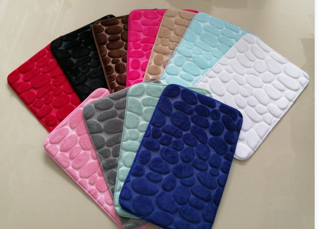 Cobblestone Embossed Bath Mat Non slip Bathroom Carpets In Wash Basin
