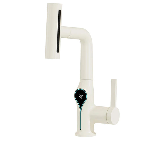 Waterfall Temperature Digital Display Basin Faucet Lift Up Down Stream