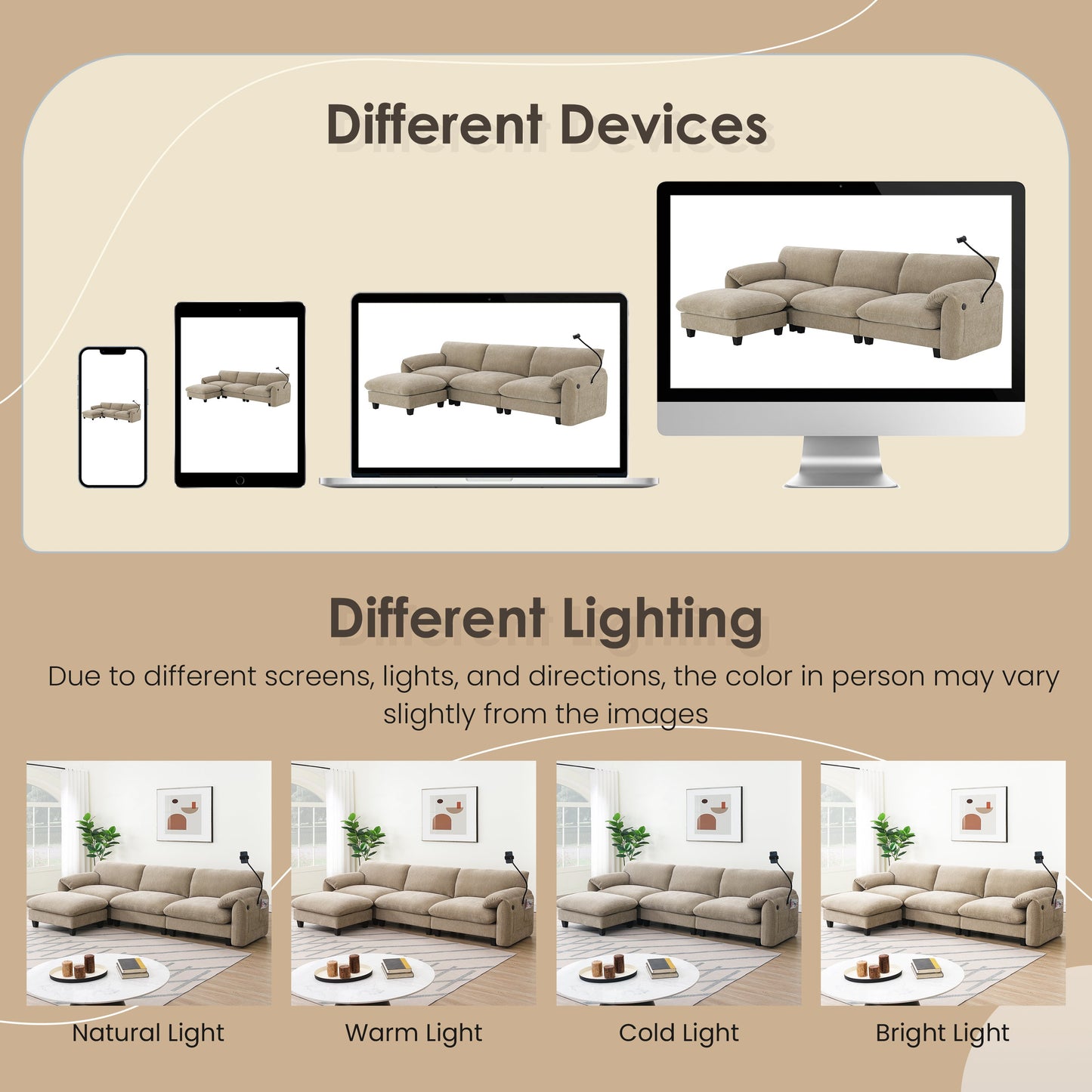 108' Modular Sectional Sofa, L-Shape with 31.5' Extra-Wide Seat