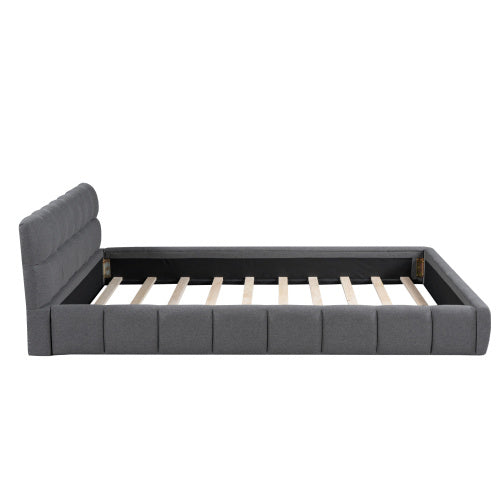 LuneluX_Home – 81.7" Upholstered Double Bed with Soft Linen Backrest