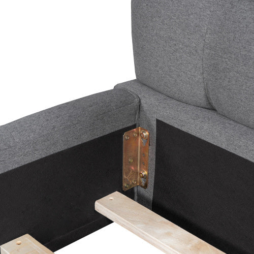 LuneluX_Home – 81.7" Upholstered Double Bed with Soft Linen Backrest