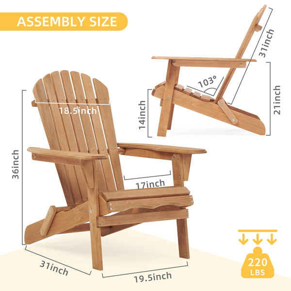 LuneluX_Home – Wooden Folding Adirondack Chair Set (2 pcs, Light
