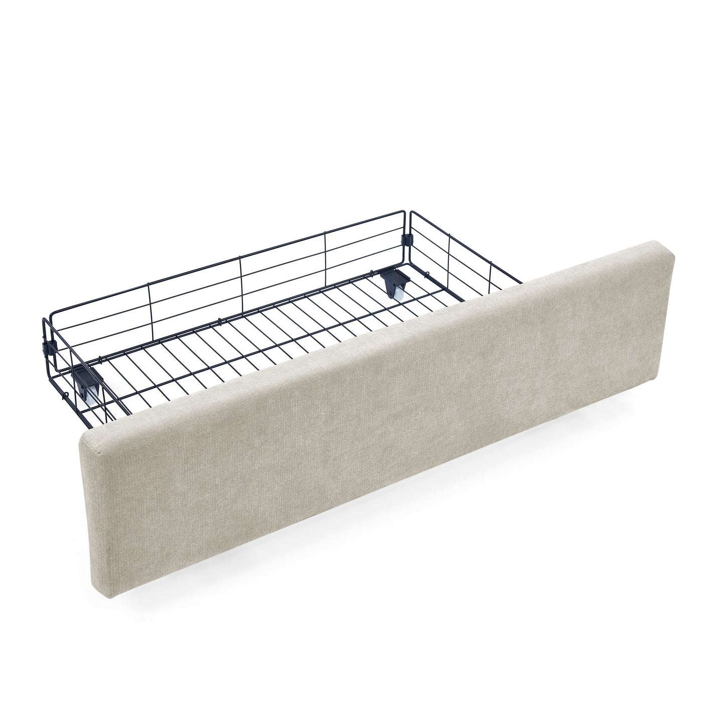 Modern Queen Size Cushioned Bed Frame with Headboard and Storage