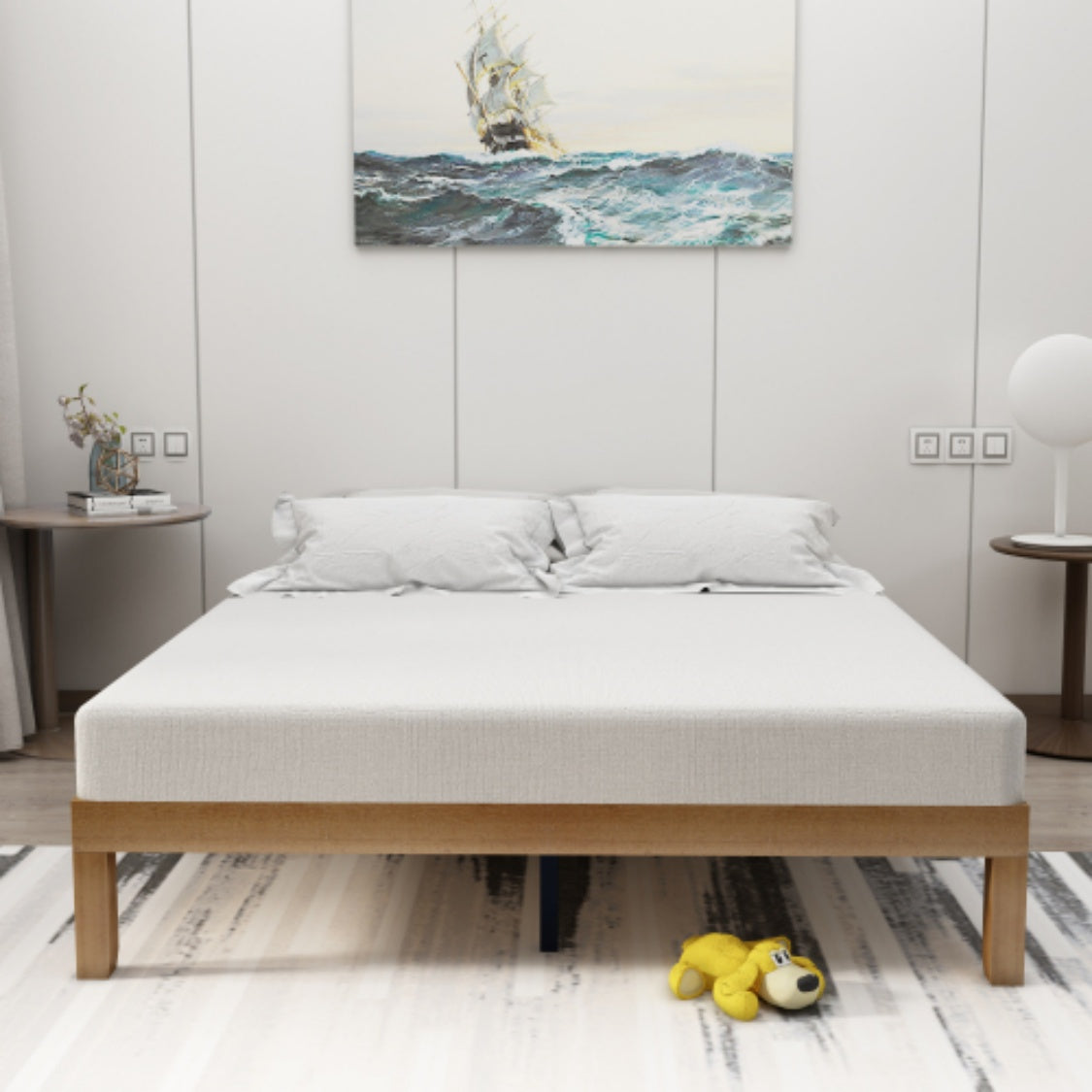 LuneluX_Home – Queen Size Solid Wood Platform Bed Frame