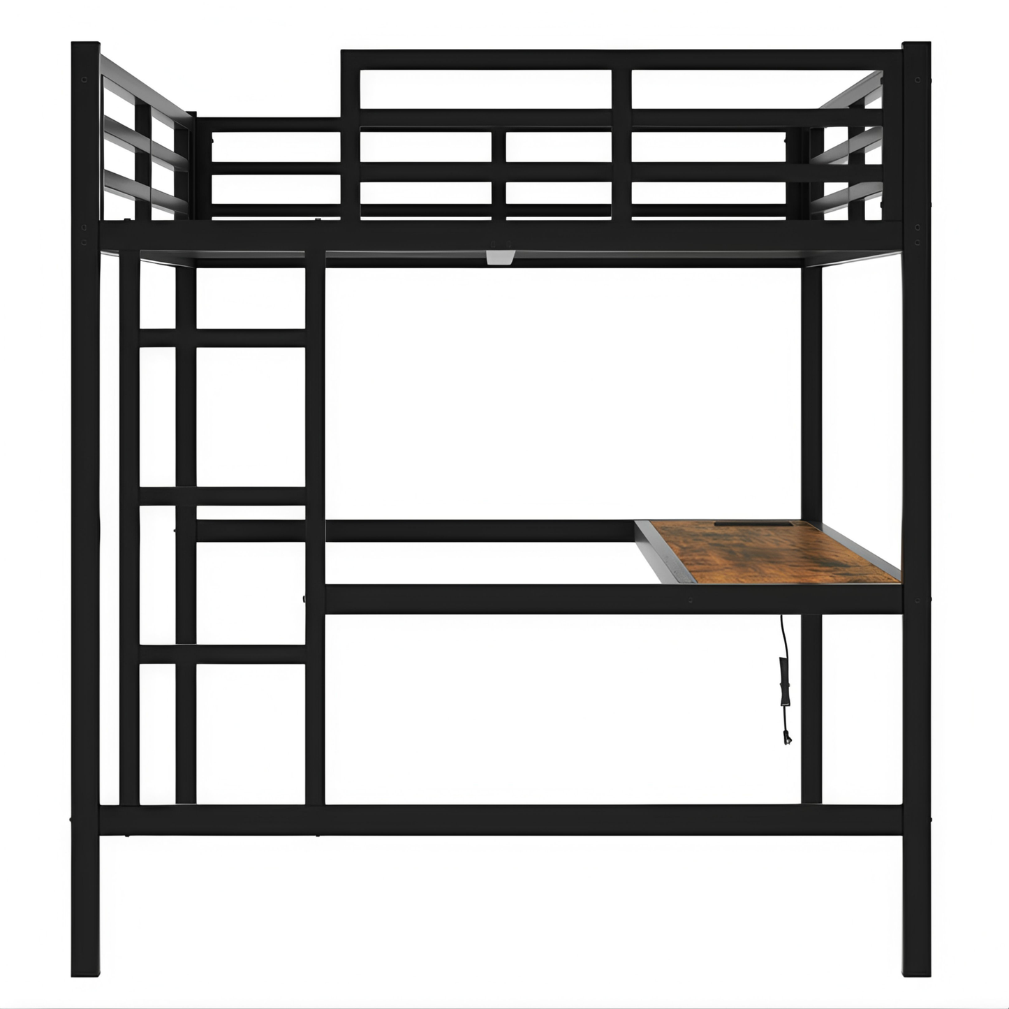 LuneluX_Home – Full Metall Loft Bed with Desk & Ambient Light