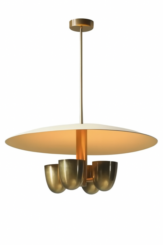 Mid-Century Sputnik Brass 4-Light Pendant